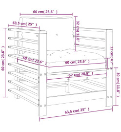 Chaises de jardin avec coussins lot de 2 bois de pin imprégné