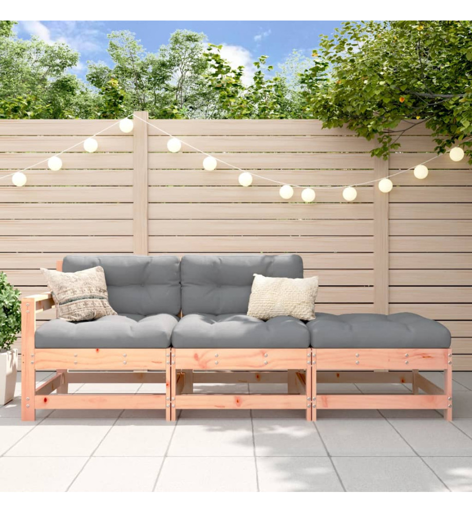 Salon de jardin 3 pcs avec coussins bois massif douglas