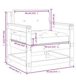 Chaises de jardin avec coussins lot de 2 bois massif douglas