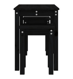 Tables gigognes 3 pcs Noir Bois de pin massif