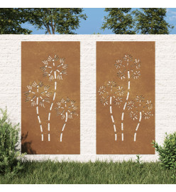 Décorations murales de jardin 2pcs 105x55 cm design de fleur