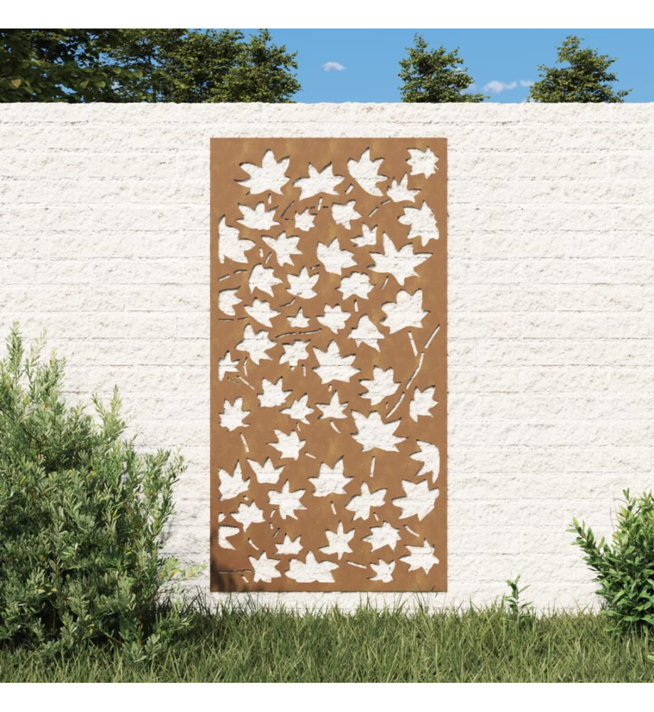 Décoration murale jardin 105x55 cm acier corten design feuille