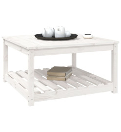 Table de jardin blanc 82,5x82,5x45 cm bois massif de pin