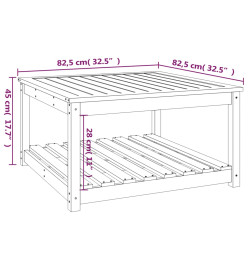 Table de jardin blanc 82,5x82,5x45 cm bois massif de pin