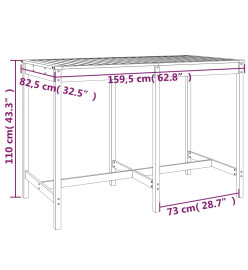 Table de jardin marron miel 159,5x82,5x110cm bois massif de pin