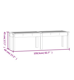 Banc de jardin à 2 places 159,5x44x45 cm bois massif de pin