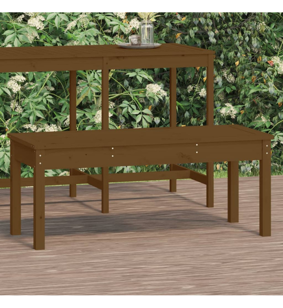 Banc de jardin marron miel 109x44x45 cm bois de pin massif