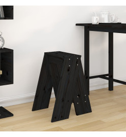 Tabourets lot de 2 noir 40x40x60 cm bois massif de pin