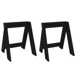 Tabourets lot de 2 noir 40x40x45 cm bois massif de pin