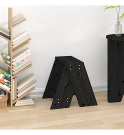 Tabourets lot de 2 noir 40x40x45 cm bois massif de pin