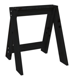 Tabourets lot de 2 noir 40x40x45 cm bois massif de pin