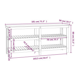 Banc de travail Gris 181x50x80 cm Bois de pin massif