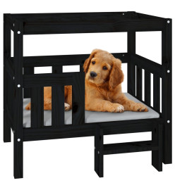 Lit pour chien Noir 75,5x63,5x70 cm Bois de pin solide