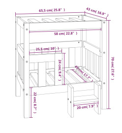 Lit pour chien Noir 65,5x43x70 cm Bois de pin solide