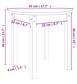 Table basse Gris Ø 45x40 cm Bois massif de pin