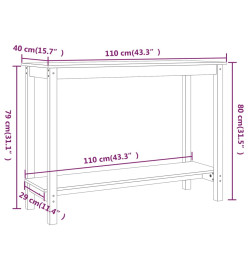 Table console Gris 110x40x80 cm Bois massif de pin