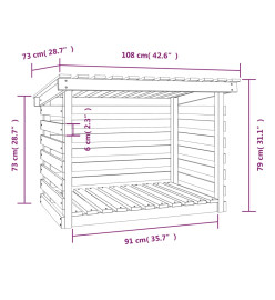 Support pour bois de chauffage Noir 108x73x79 cm Bois de pin