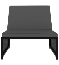 Chaises longues 2 pcs avec table Résine tressée Noir