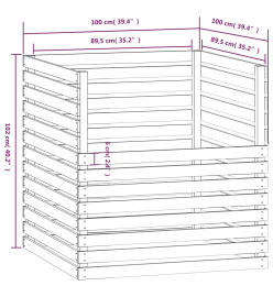 Composteur Noir 100x100x102 cm Bois massif de pin