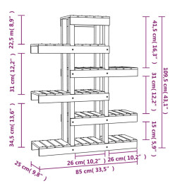 Support à plantes 85x25x109,5 cm Bois massif de pin