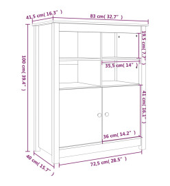 Buffet Marron miel 83x41,5x100 cm Bois massif de pin