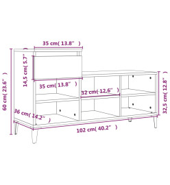 Armoire à chaussures Sonoma gris 102x36x60 cm Bois d'ingénierie