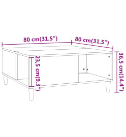 Table basse chêne marron 80x80x36,5 cm bois d'ingénierie