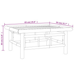 Salon de jardin 7 pcs avec coussins blanc crème bambou