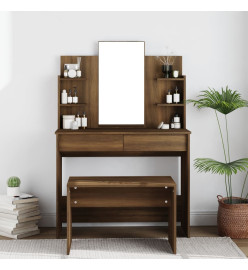 Coiffeuse avec miroir Chêne marron 96x40x142 cm