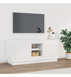 Meuble TV blanc brillant 102x35x45 cm bois d'ingénierie