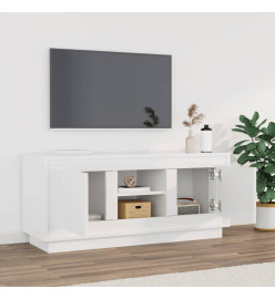 Meuble TV blanc brillant 102x35x45 cm bois d'ingénierie