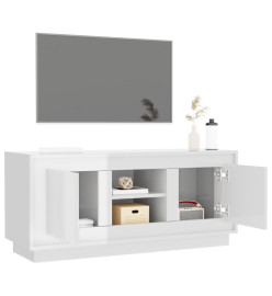 Meuble TV blanc brillant 102x35x45 cm bois d'ingénierie