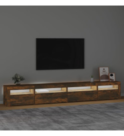 Meuble TV avec lumières LED Chêne fumé 270x35x40 cm