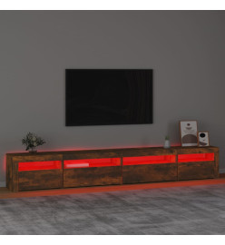 Meuble TV avec lumières LED Chêne fumé 270x35x40 cm