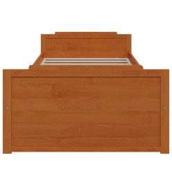 Cadre de lit avec tiroirs Marron miel Pin massif 90x200 cm