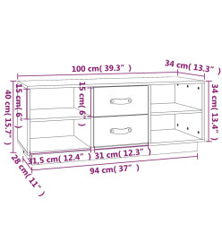 Meuble TV Gris 100x34x40 cm Bois de pin massif