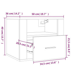 Table de chevet murale Blanc 50x36x40 cm