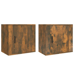 Tables de chevet murales 2 pcs Chêne fumé 50x30x47 cm