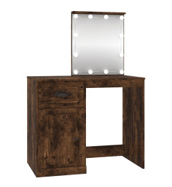 Coiffeuse avec LED chêne fumé 90x50x132,5 cm bois d'ingénierie