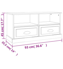 Meuble TV gris béton 93x35,5x45 cm bois d'ingénierie