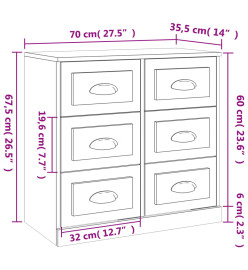 Buffet chêne sonoma 70x35,5x67,5 cm bois d'ingénierie