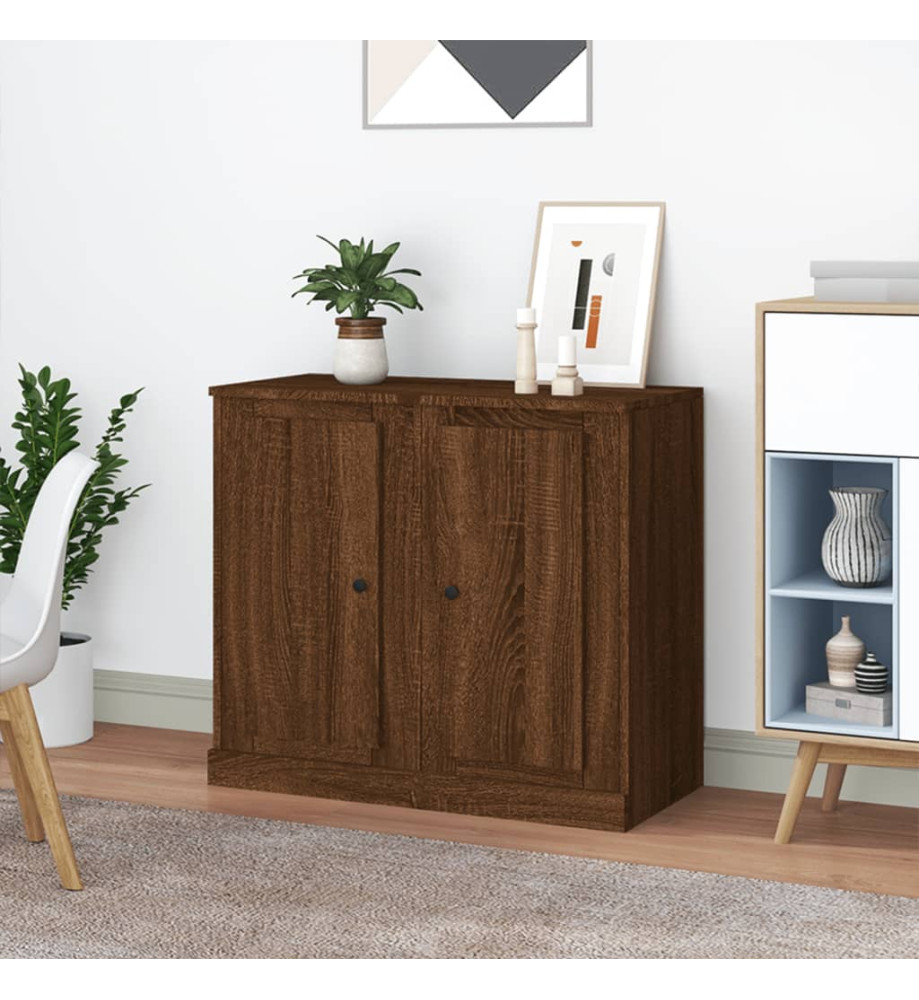 Buffets 2 pcs chêne marron 37,5x35,5x67,5 cm bois d'ingénierie