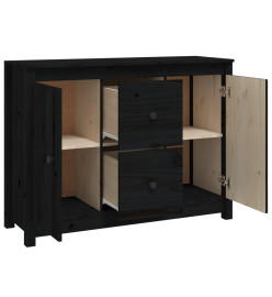 Buffet Noir 100x35x74 cm Bois massif de pin