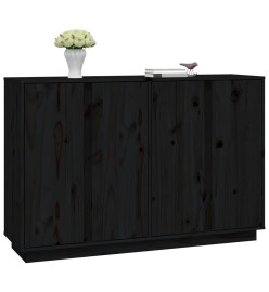 Buffet Noir 120x35x80 cm Bois massif de pin