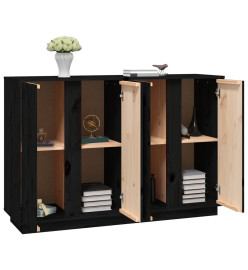 Buffet Noir 120x35x80 cm Bois massif de pin