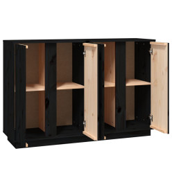 Buffet Noir 120x35x80 cm Bois massif de pin