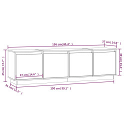 Meuble TV Marron miel 156x37x45 cm Bois de pin massif