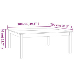 Table basse Marron miel 100x100x40 cm Bois massif de pin