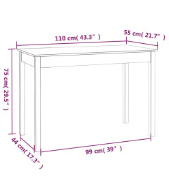 Table à manger Marron miel 110x55x75 cm Bois massif de pin