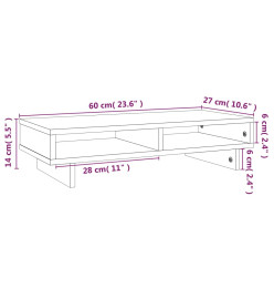 Support pour moniteur 60x27x14 cm Bois de pin solide